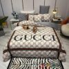 Gucci Bee Gc Pattern Khaki Bedding Set