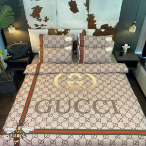 Gucci Bee Red Green Stripe Duvet Cover Bedding Set