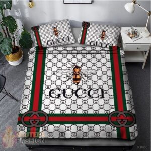 Gucci Bee White 2 Duvet Cover Sheet Cover Pillow Cases Luxury Bedding Sets