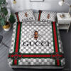 Gucci Bee White Logo All Over Print Bedding Set