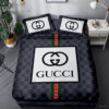 Gucci Black And Blue Monogram Classic All Over Print Bedding Set