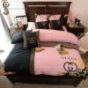 Gucci Black And Pink Monogram Classic All Over Print Bedding Set