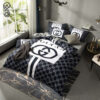 Gucci Black And White Monogram Classic All Over Print Bedding Set