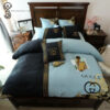 Gucci Black Blue Logo All Over Print Bedding Set