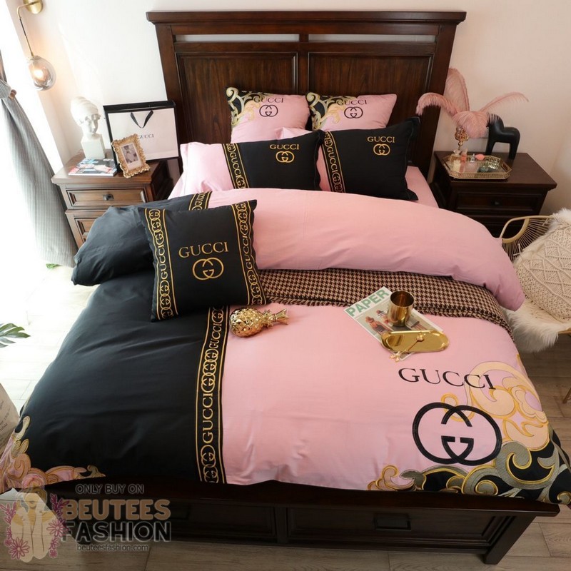 Gucci Black Pink 15 Duvet Cover Sheet Cover Pillow Cases Luxury Bedding Sets Gucci Black Pink 15 Duvet Cover Sheet Cover Pillow Cases Luxury Bedding Sets