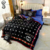 Gucci Black Purple Logo Full Print Bedding Set