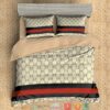Gucci Black Red Stripe Quilt Bedding Set