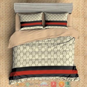 Gucci Black Red Stripe Quilt Bedding Set