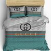 Gucci Blue-Grey Luxury Brand Bedding Set