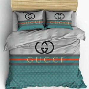 Gucci Blue-Grey Luxury Brand Bedding Set