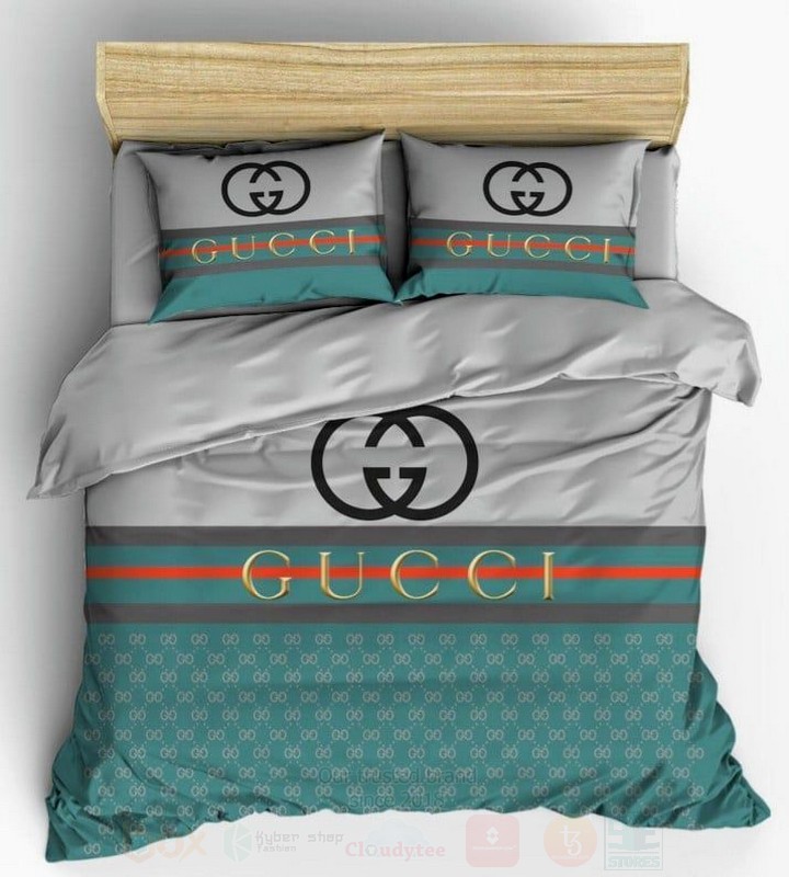 Gucci Blue-Grey Luxury Brand Bedding Set Gucci Blue-Grey Luxury Brand Bedding Set