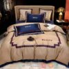 Gucci Blue Khaki Quilt Bedding Set