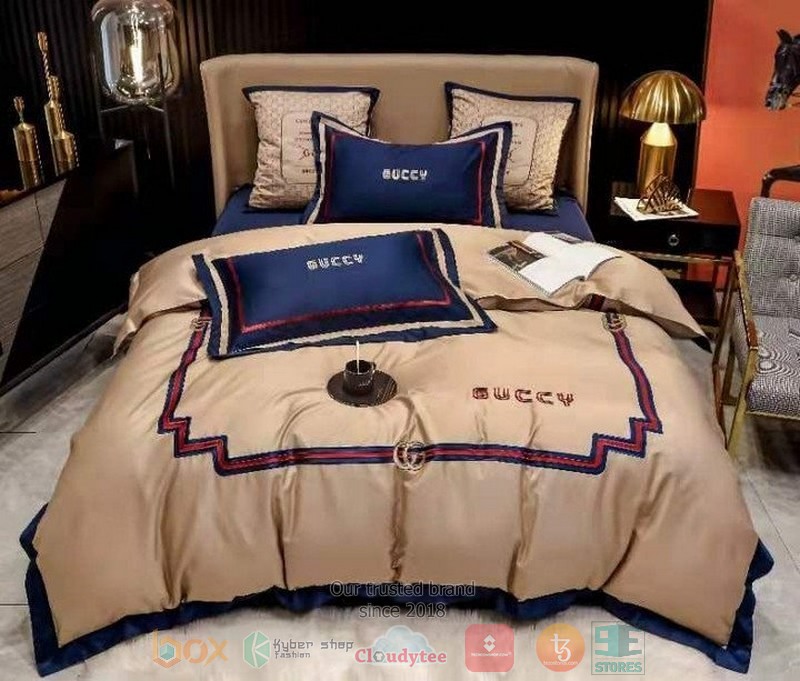 Gucci Blue Khaki Quilt Bedding Set Gucci Blue Khaki Quilt Bedding Set