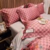 Gucci Brand Gc Logo Pink Pattern Quilt Bedding Set