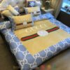 Gucci Brand Gc Logo Yellow Blue Pattern Quilt Bedding Set