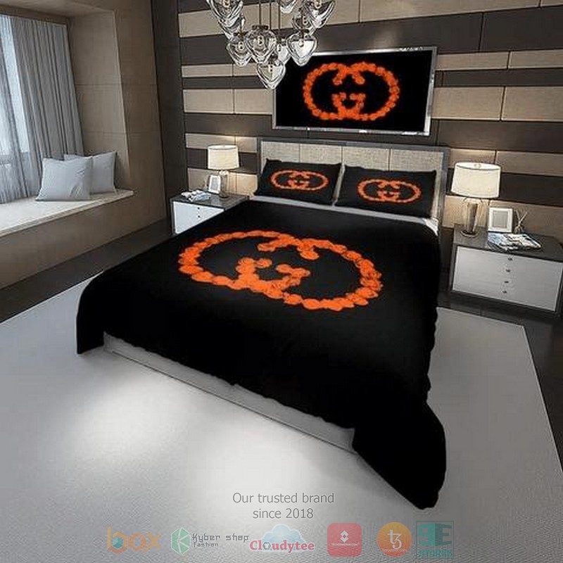 Gucci Brand Gc Orange Black Quilt Bedding Set Gucci Brand Gc Orange Black Quilt Bedding Set