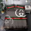 Gucci Brown Blue Red Duvet Cover Sheet Cover Pillow Cases Luxury Bedding Sets