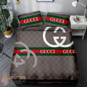 Gucci Brown Blue Red Duvet Cover Sheet Cover Pillow Cases Luxury Bedding Sets