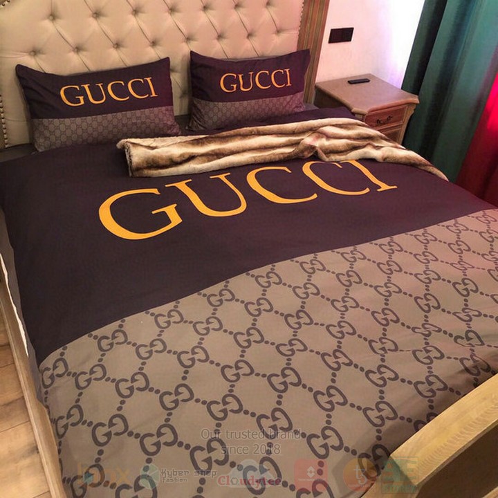 Gucci Brown-Dark Brown Inspired Bedding Set Gucci Brown-Dark Brown Inspired Bedding Set