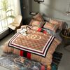 Gucci Brown Orange Line Quilt Bedding Set