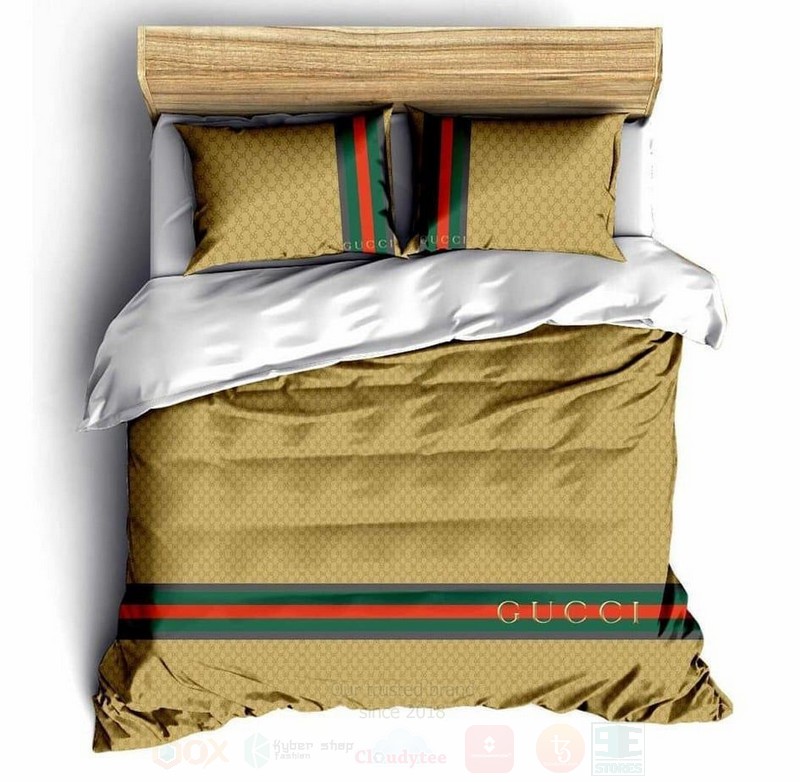 Gucci Brown Yellow Luxury Brand Bedding Set Gucci Brown Yellow Luxury Brand Bedding Set
