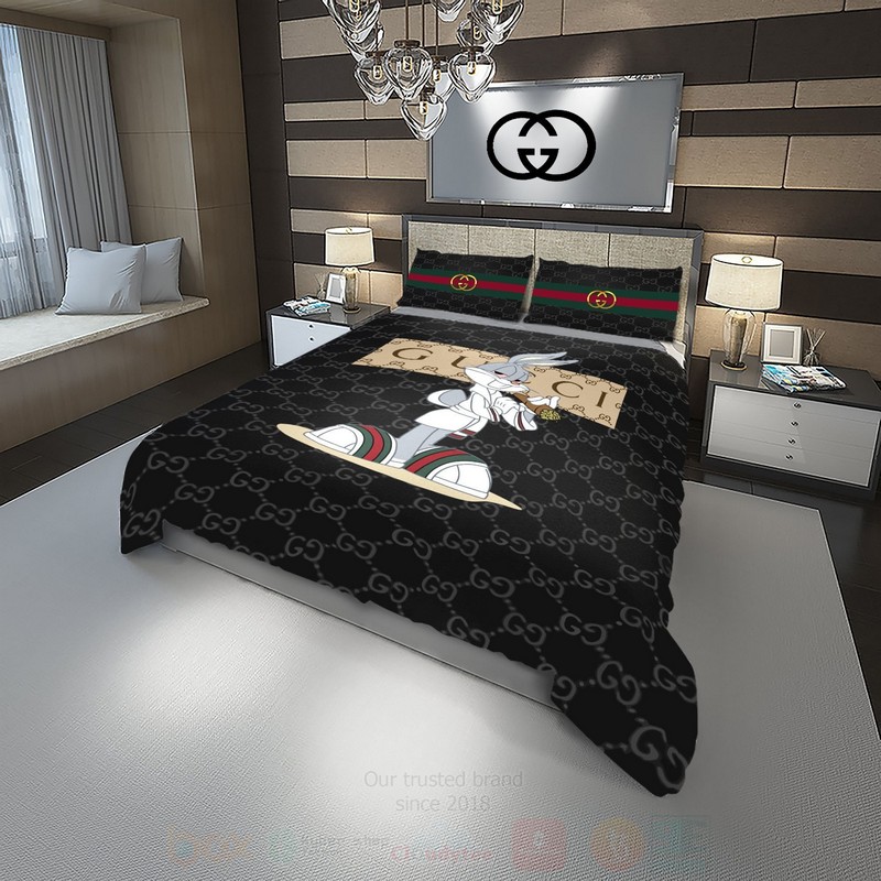 Gucci Bugs Bunny Black Luxury Brand Bedding Set Gucci Bugs Bunny Black Luxury Brand Bedding Set