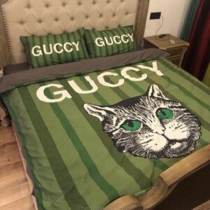 Gucci Cat Green Inspired Bedding Set