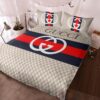 Gucci Cream-Navy-Red Luxury Brand Bedding Set