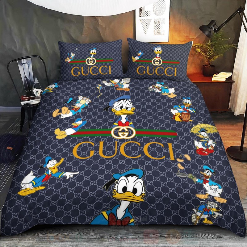 Gucci Donald Duck Navu Luxury Brand Bedding Set Gucci Donald Duck Navu Luxury Brand Bedding Set