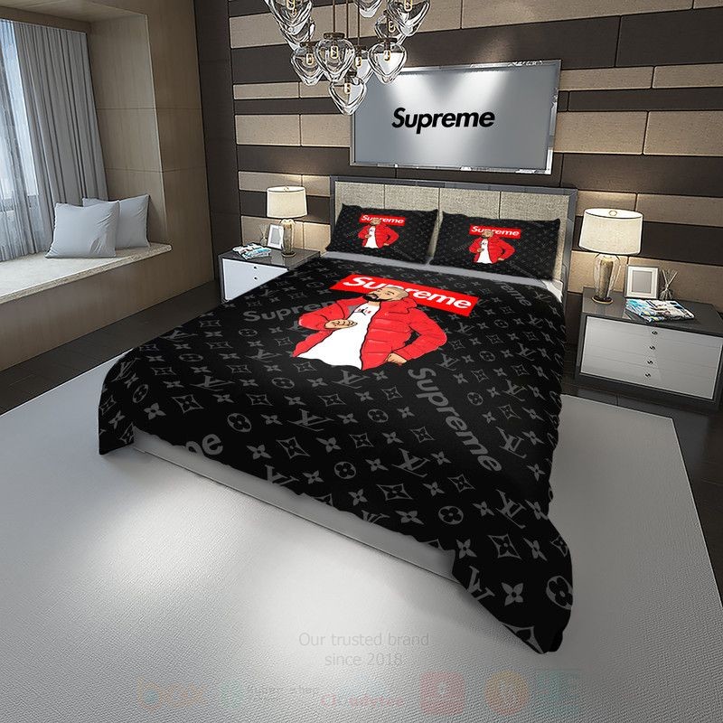 Gucci Drake Supreme Black Luxury Brand Bedding Set Gucci Drake Supreme Black Luxury Brand Bedding Set