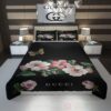 Gucci Flower And Butterfly Black Luxury Brand Bedding Set