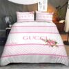 Gucci Flower Pink-White Luxury Brand Bedding Set