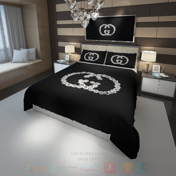 Gucci Full Black-White Inspired Bedding Set Gucci Full Black-White Inspired Bedding Set