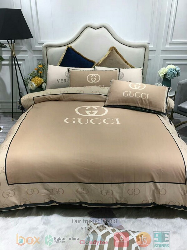 Gucci Gc Luxury Brand Light Brown Bedding Set Gucci Gc Luxury Brand Light Brown Bedding Set