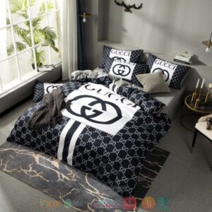 Gucci Gc Pattern Luxury Brand Blue Bedding Set