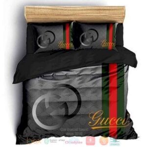 Gucci Gc Pattern Luxury Brand Grey Bedding Set