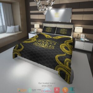 Gucci Gold Snakes Quilt Bedding Set