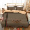 Gucci Green Red Line Brown Quilt Bedding Set