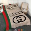 Gucci Green Red Stripe Quilt Bedding Set