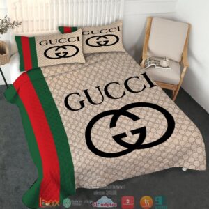 Gucci Green Red Stripe Quilt Bedding Set