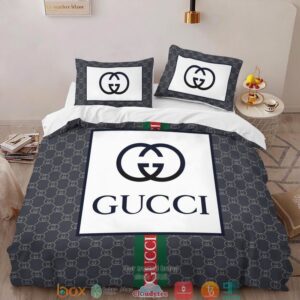 Gucci Grey White Quilt Bedding Set