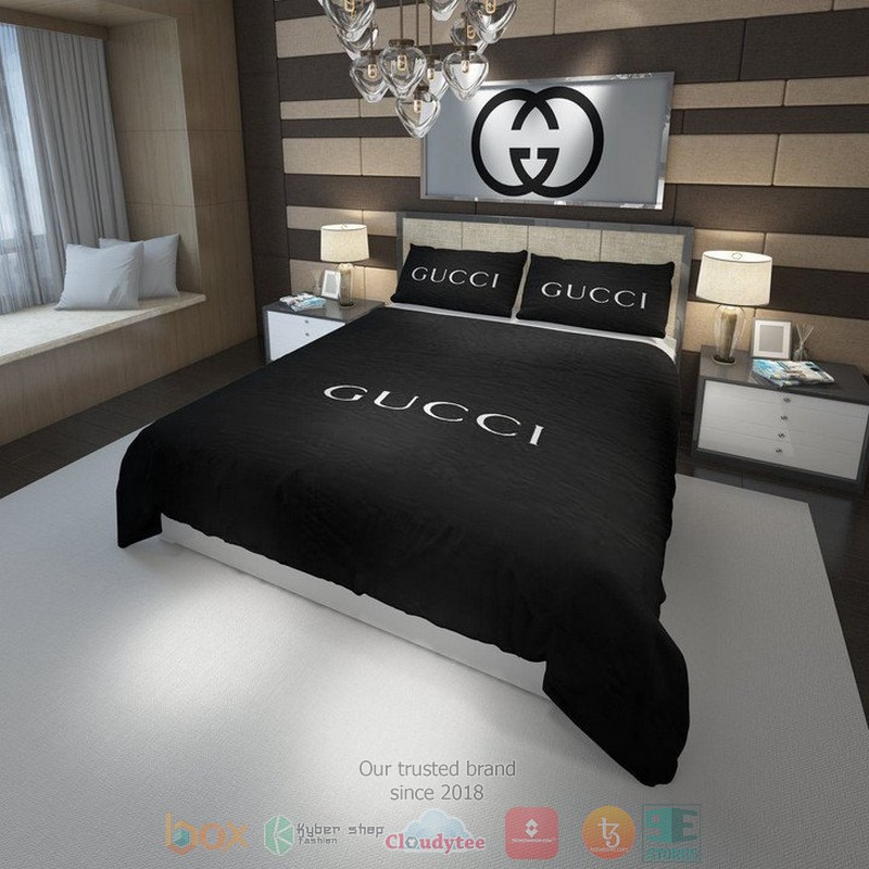 Gucci Italian High-End Brand Black Quilt Bedding Set Gucci Italian High-End Brand Black Quilt Bedding Set