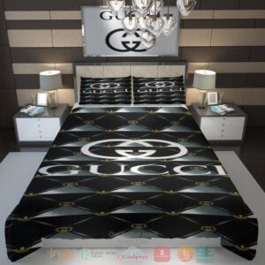 Gucci Italian Luxury Brand Black Quilt Bedding Set