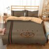 Gucci Logo Brown Luxury Brand Bedding Set