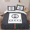 Gucci Logo Grey Luxury Brand Bedding Set