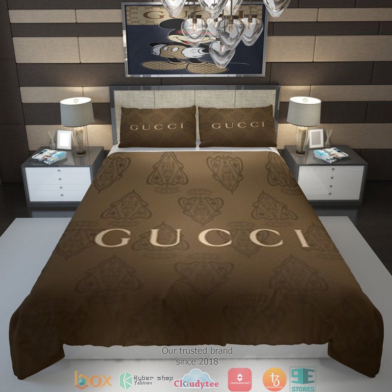 Gucci Luxury Brown Quilt Bedding Set Gucci Luxury Brown Quilt Bedding Set
