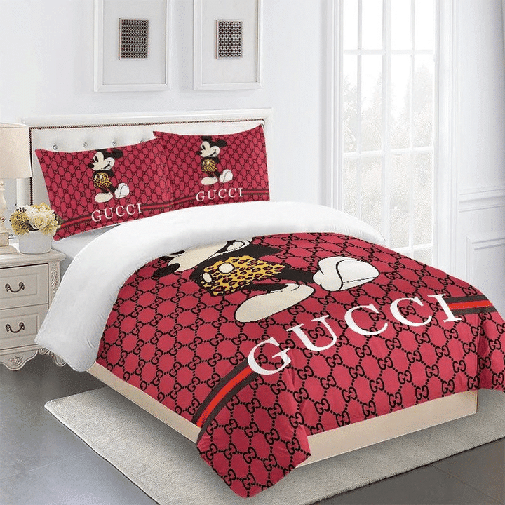 Gucci Mickey Cute Red Bedding Set Gucci Mickey Cute Red Bedding Set