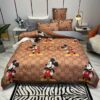 Gucci Mickey Mouse Brown Bedding Set