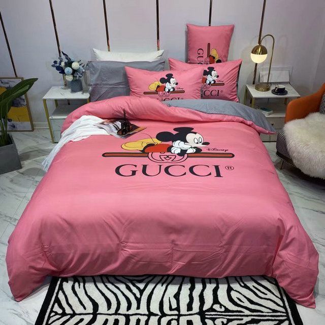 Gucci Mickey Mouse Pink Cute Style Bedding Set Gucci Mickey Mouse Pink Cute Style Bedding Set