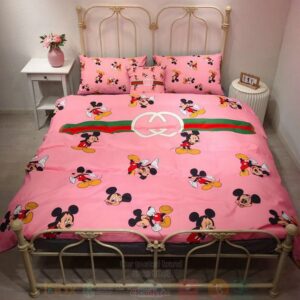Gucci Mickey Mouse Pink Inspired Bedding Set